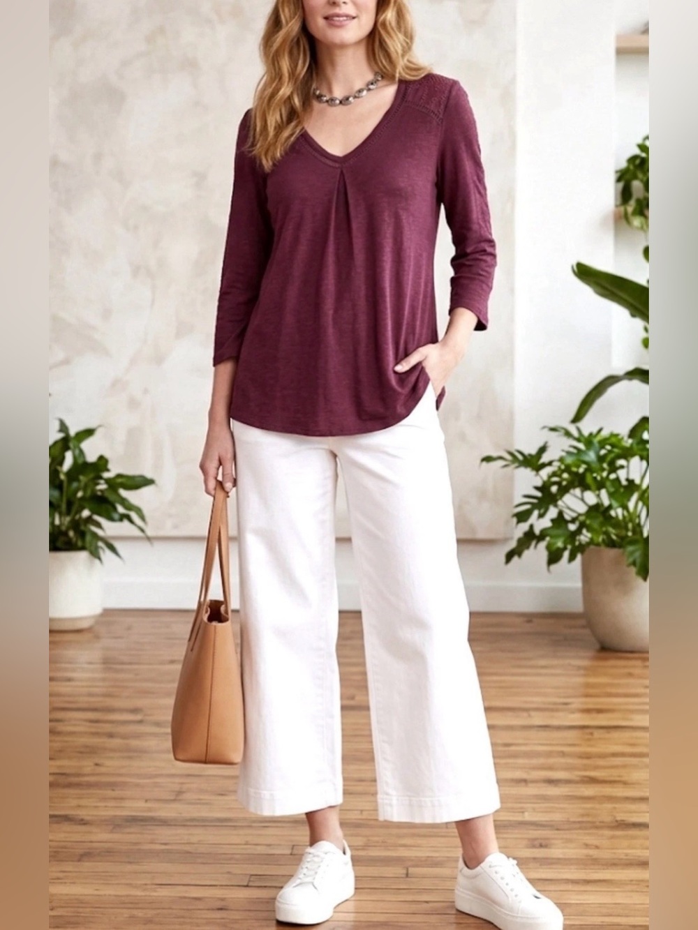 DOLAN WEST COAST ROMANTIC TOP XS V NECK BURGUNDY CROCHET L/S FESTIVAL COQUETTE